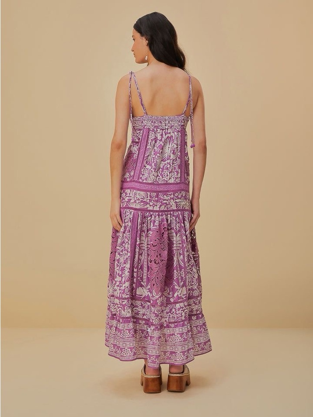 FARM Rio Sweet Garden Sleeveless Cotton Maxi Dress Sweet Garden Lilac XS - Picture 5 of 15